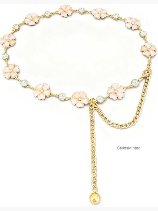 Adjustable Rhinestone Metal Waist Belt for Women - 42 inch